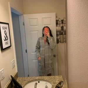 grey cardigan